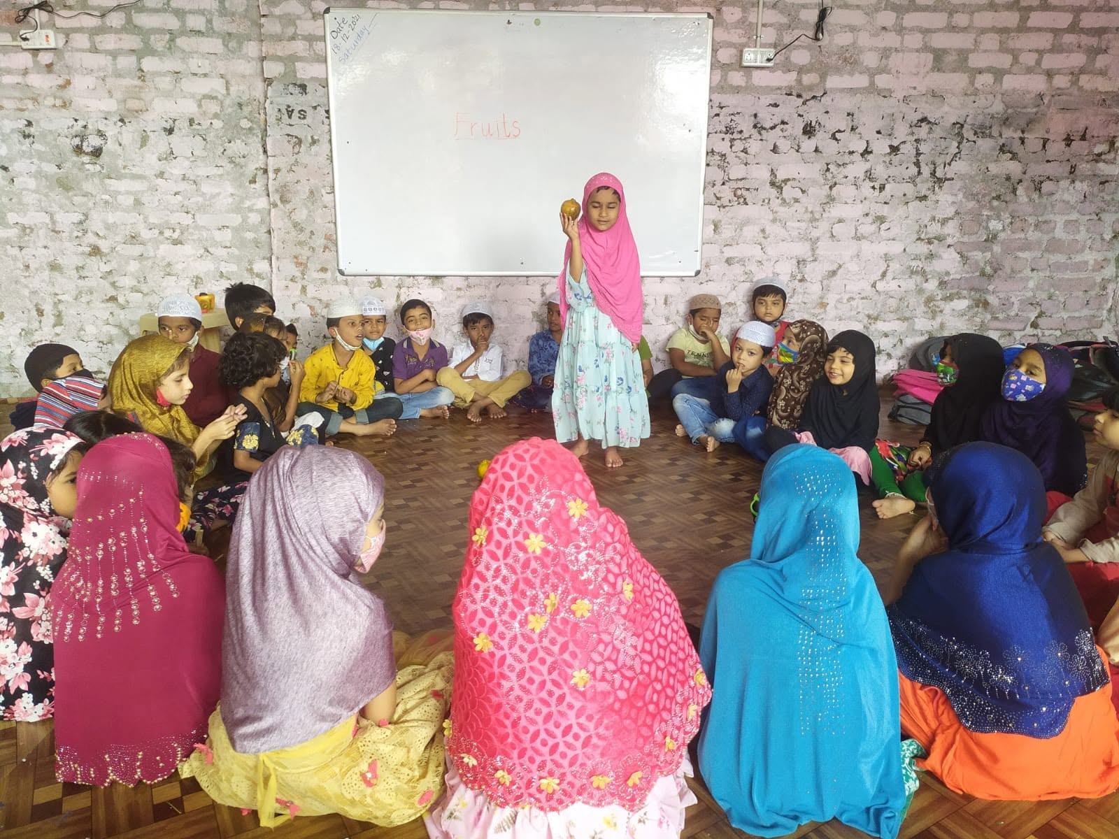 Circle time — students in an active learning session
